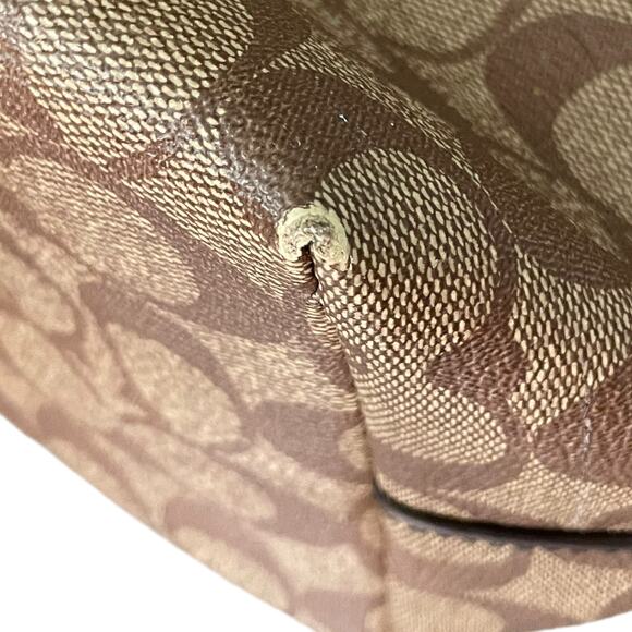 COACH Gallery Tote In Signature Canvas Top Zip Khaki Saddle - Picture 5 of 12